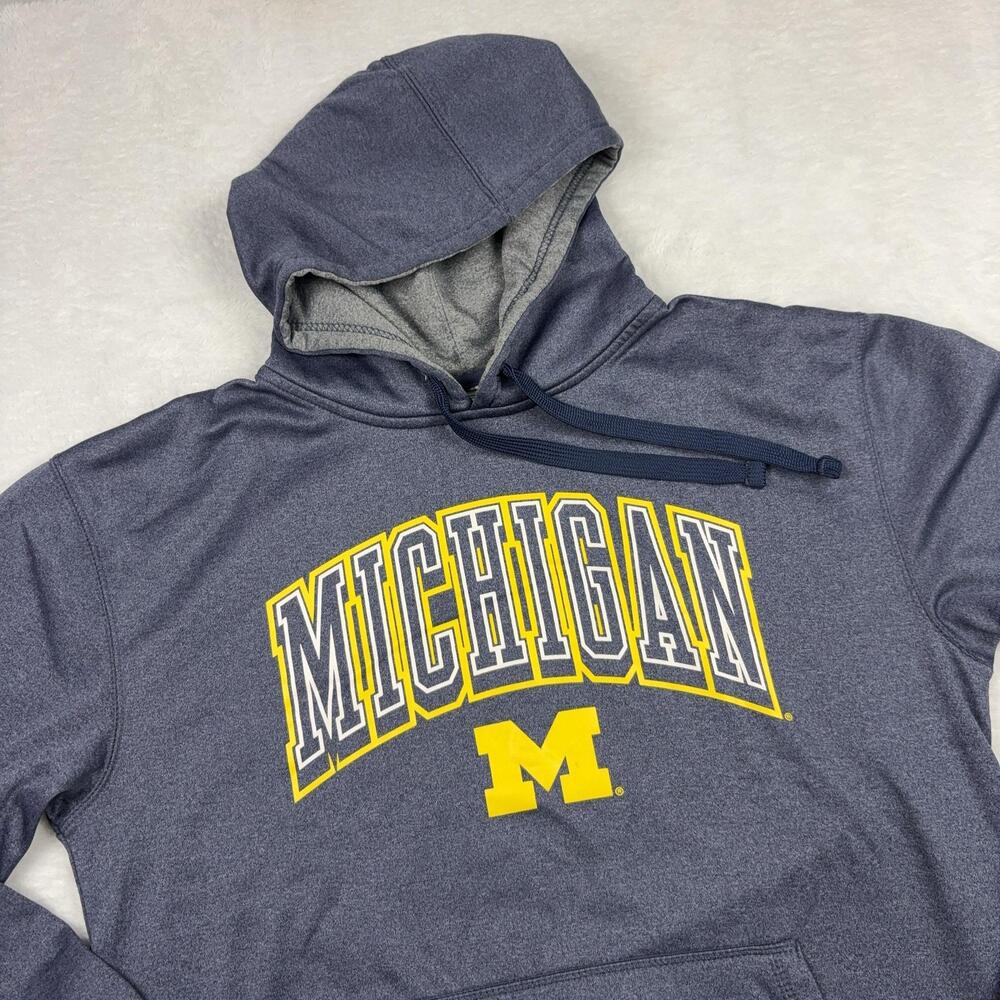 Michigan PROEDGE Pullover Hooded Sweatshirt Men M Blue Collegiate Block M